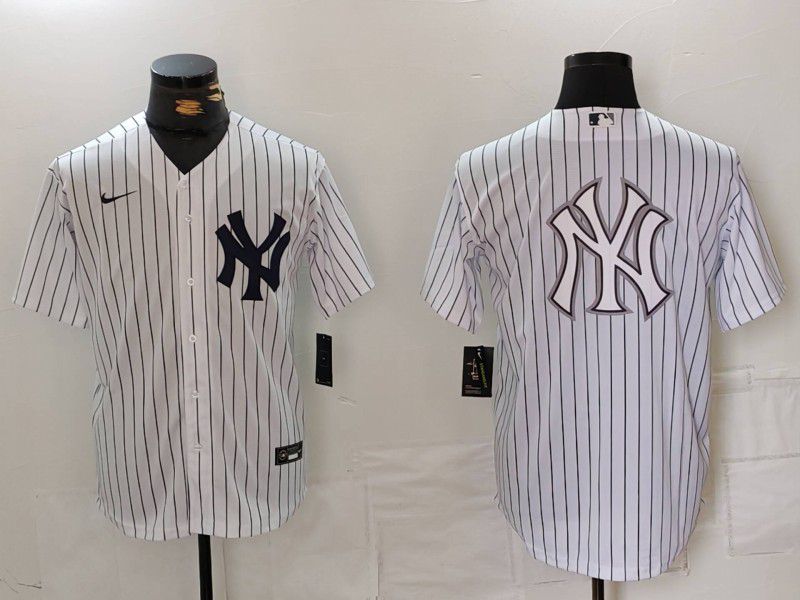 Men New York Yankees Blank White Stripe Game 2024 Nike MLB Jersey style 15